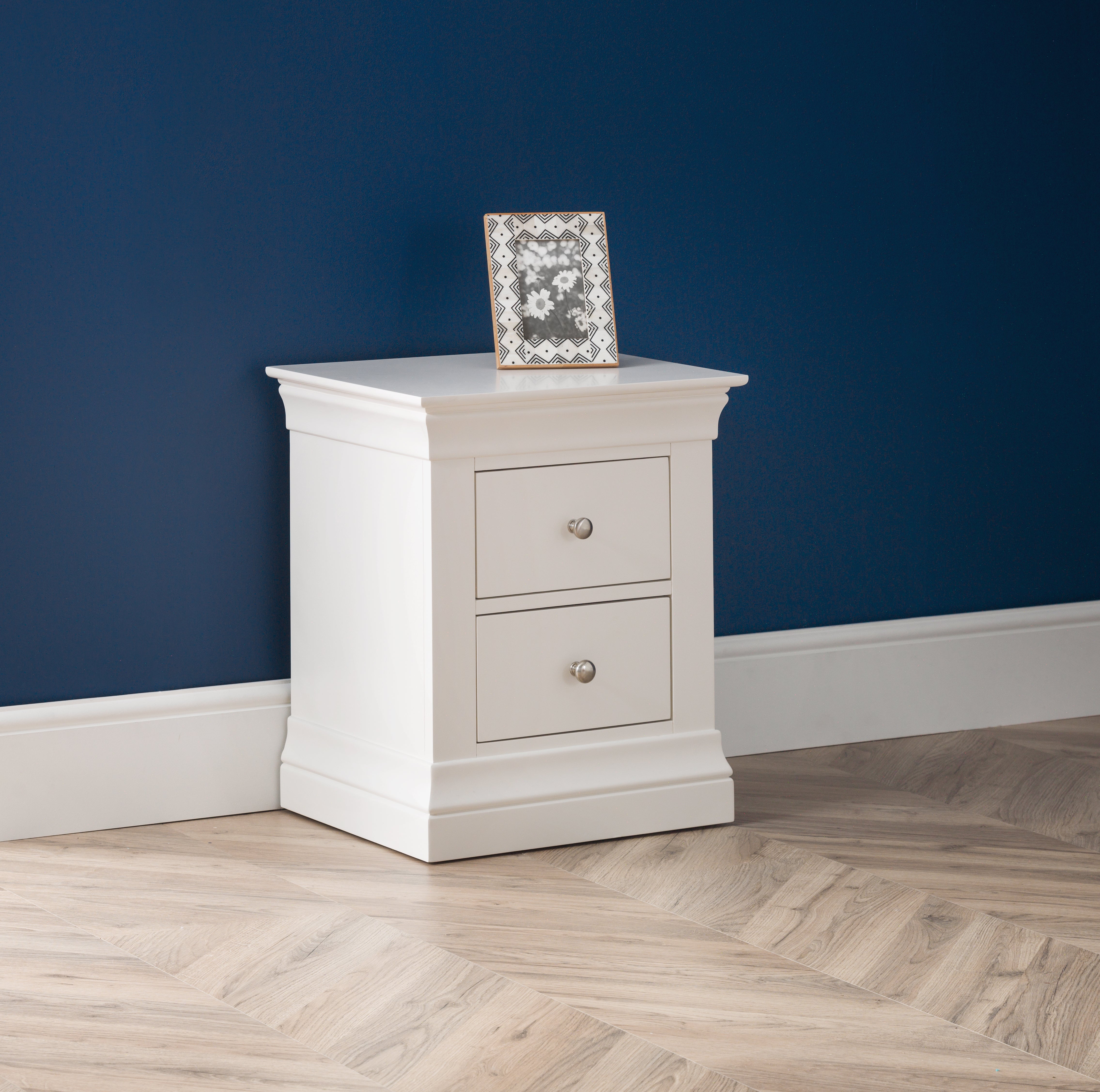 Fidel Surf White Wood Bedside Table | 2 Drawers